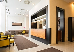 Hotel lobby interior.