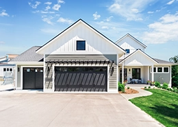 A modern farmhouse-style house.