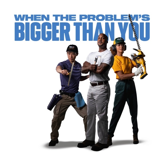 Service pros with copy that reads, 