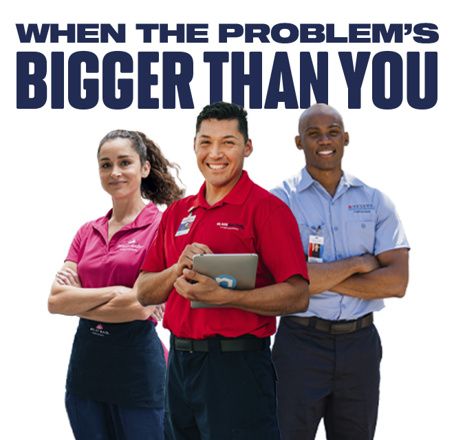 Service pros with copy that reads, 