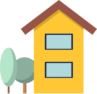 Illustration of yellow with trees.