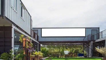 Shipping container modern home exterior.