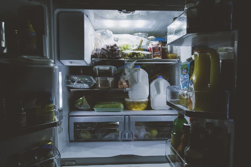 Inside of a refrigerator.