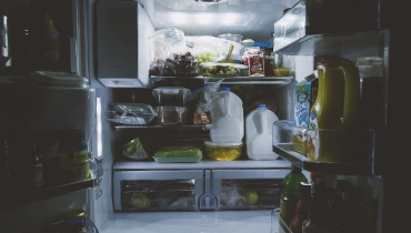 Inside of a refrigerator.