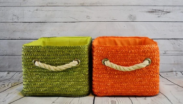 Green and orange storage baskets