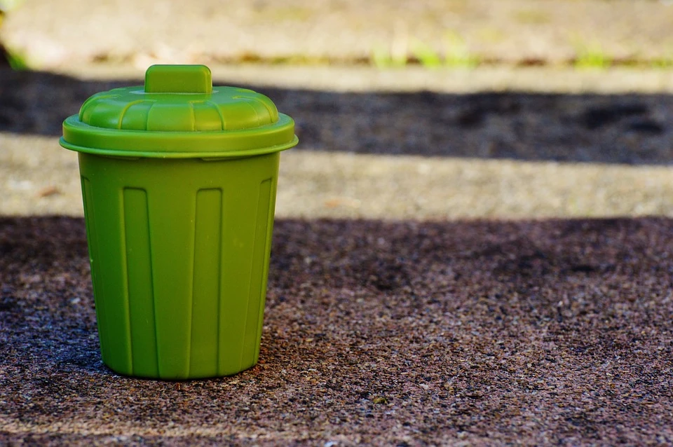 Green trash can