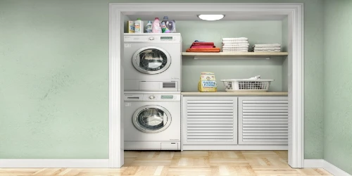 Converted small space into laundry area