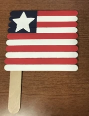 American flag craft made from popsicle sticks.