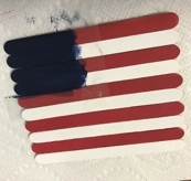 Unfinished American flag craft.