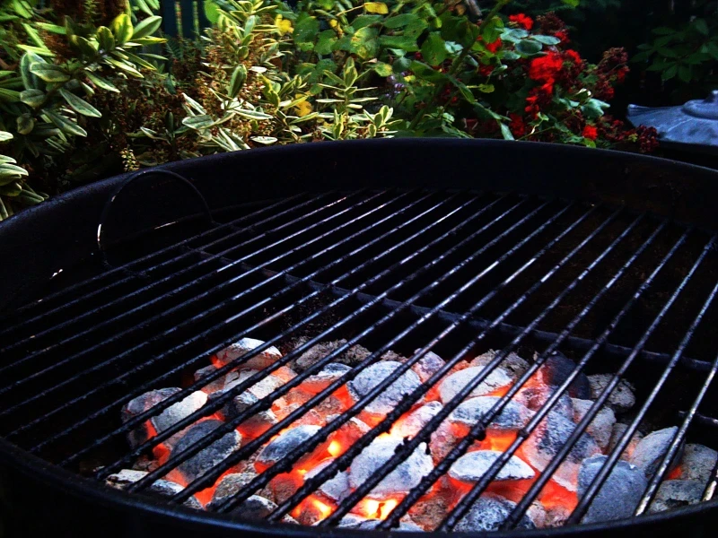charcoal grill with hot coals