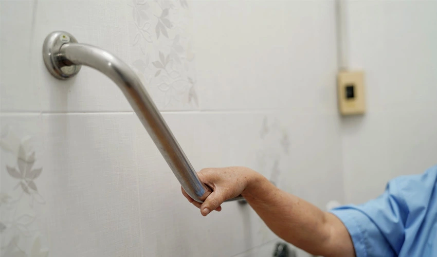 Grab bar in a bathroom for seniors