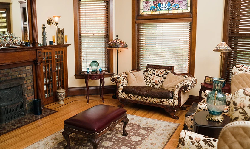 Living room in an older house.