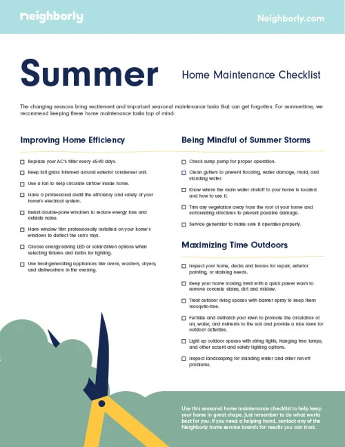 Summer Home Maintenance Schedule PDF (60kb)
