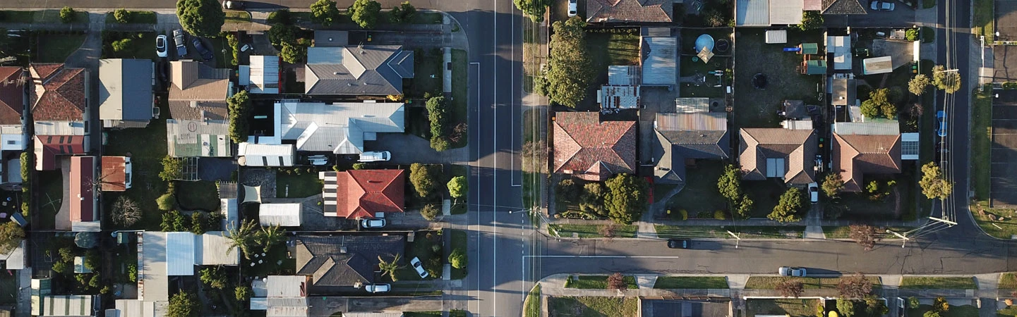 image of a neighborhood from aerial view