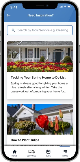 Neighborly app articles page view on mobile phone.
