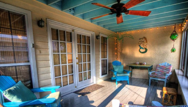 Covered beach themed patio.