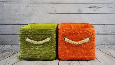 Green and orange storage baskets
