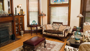 Living room in an older house.