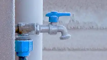 Frozen outdoor faucet.