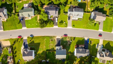 Aerial shot of neighborhood.