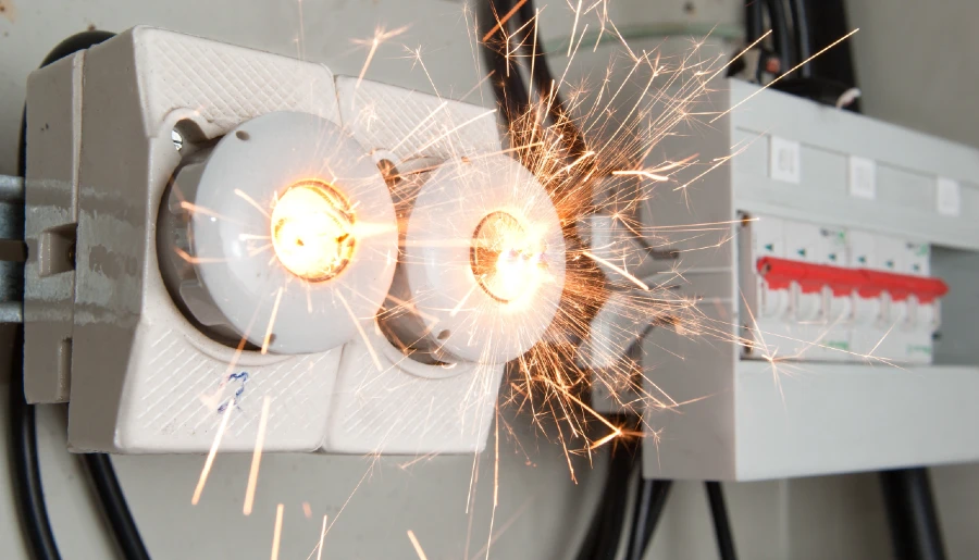 Sparking electrical panel.